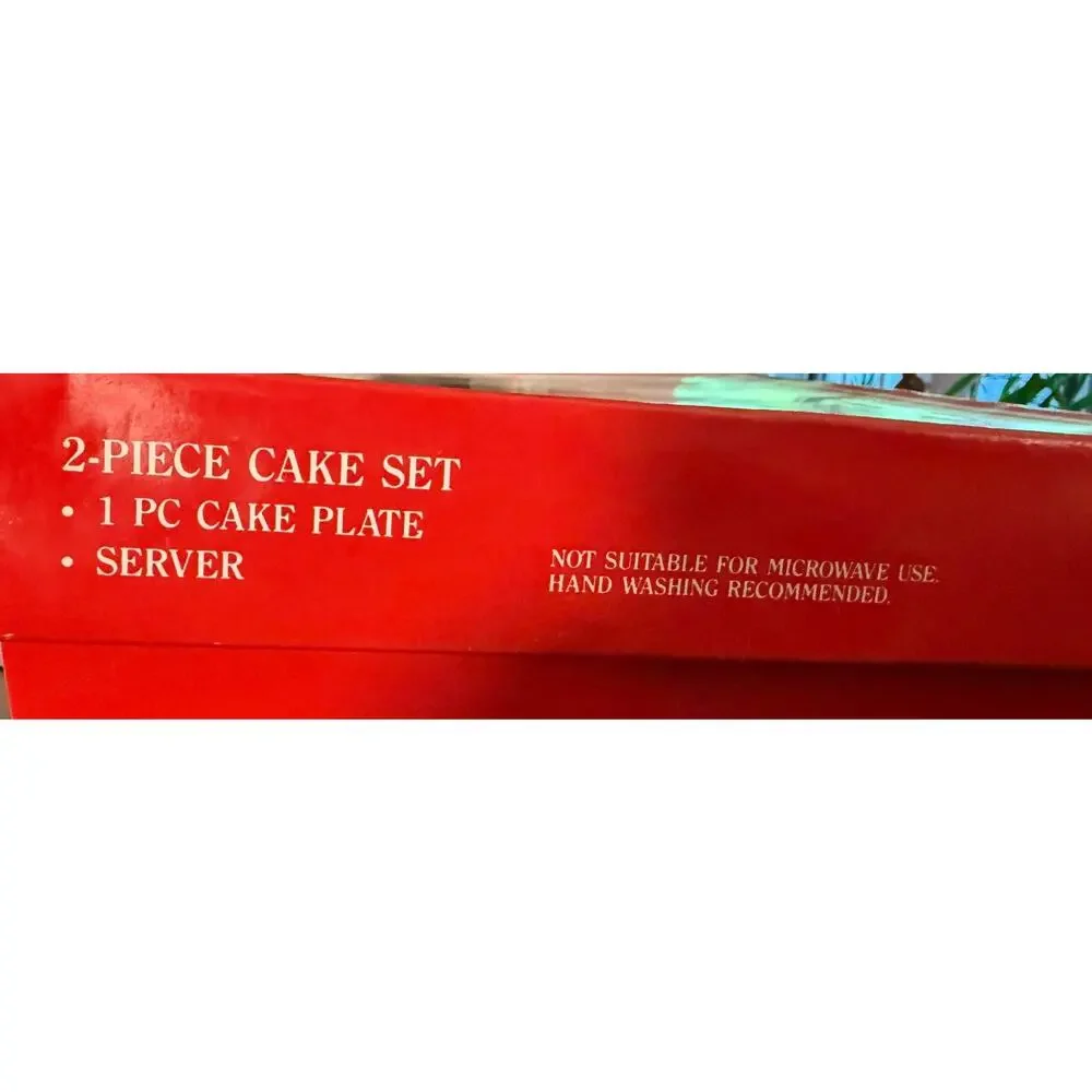 🎄 Holiday Hostess Christmas Tree 2 Piece Cake Plate Server Set Tianshan NOS Box
